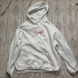 Cute coquette pink bow graphic oversized hoodie aero 00s girly balletcore